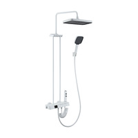 Pistolet de pulvérisation créatif moderne simplicité carré Double tige ABS contrôle de la température corporelle affichage numérique multi-fichiers blanc ensemble de douche