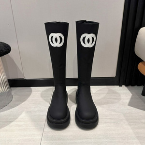 Bottes longues pour femme, style décontracté, couleur unie, talon épais moyen, fermeture éclair arrière, semelle épaisse, antidérapantes, respirantes, pour l'automne - Product Image 4