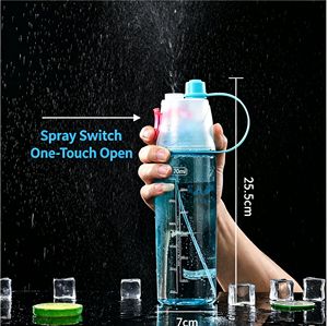 Bouteille d'eau pulvérisatrice d'extérieur en plastique, gourde de sport, gourde de fitness 600 ml en PC de qualité alimentaire - Product Image 2