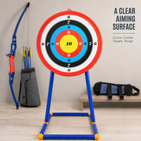 Ensemble de tir à l'arc pour enfants avec arc recurve, support de cible et panneau de tir en plastique, cadre d'entraînement pour jeu intérieur et extérieur