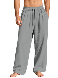 <span class=keywords><strong>Pantaloni</strong></span> da <span class=keywords><strong>Uomo</strong></span> di Alta Qualità, Leggeri, in <span class=keywords><strong>Lino</strong></span> <span class=keywords><strong>100</strong></span>%, Stile Retrò, Gamba Larga, Casual, con Coulisse, Taglie fino a XXXL - Product Image 3