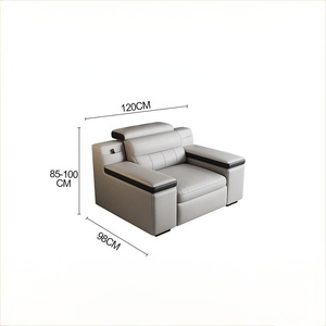 <strong>Pull</strong>-Out Leather <strong>Couch</strong> <strong>Bed</strong> with High-Density Foam and Sturdy Metal Frame Support - Product Image 1