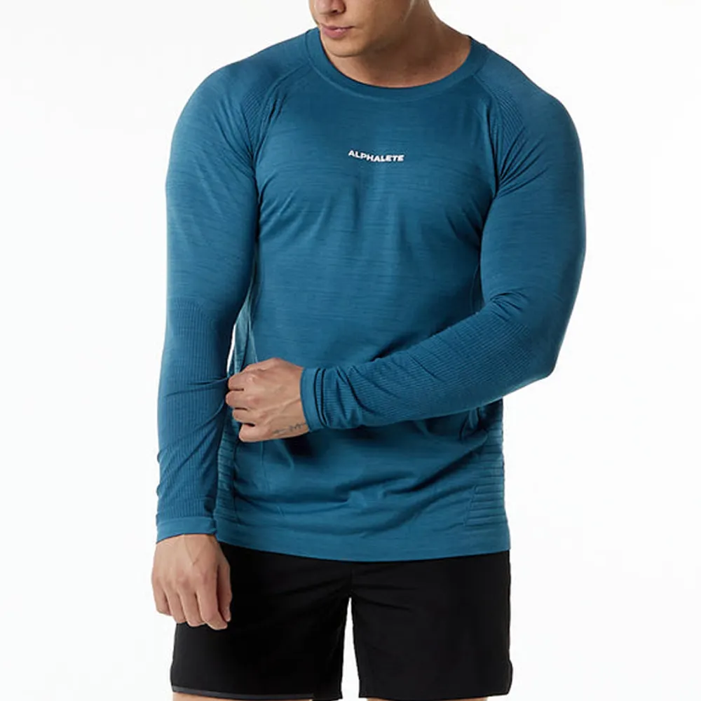 Sustainable long sleeve fitness top gym long sleeve top men long sleeve seamless gym top