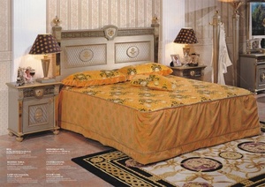 Set di mobili per camera da letto intagliati in legno puro fatto a mano in oro antico arabo - Product Image 6