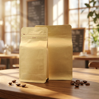 Sacs à café en aluminium de qualité alimentaire imprimés sur mesure, fond plat, fermeture éclair facile à ouvrir, haute barrière avec valve de dégazage
