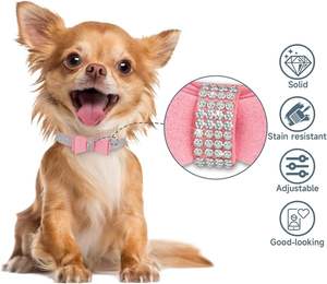 Collar de perro brillante con lazo de diamantes de imitación para perros pequeños | Collar ajustable lindo y ostentoso para mascotas para <span class=keywords><strong>Chihuahua</strong></span> y cachorros - Product Image 2