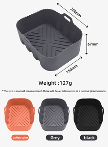 Revestimientos de Silicona Rectangulares para <span class=keywords><strong>Freidora</strong></span> de <span class=keywords><strong>Aire</strong></span>, 8 Pulgadas, Reutilizables, Antiadherentes, para Cestas de 3-8QT, 127g, Resistentes al Calor, Fáciles de Limpiar - Product Image 2