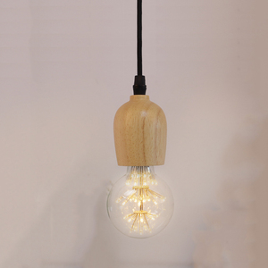 Lámpara de Techo Eléctrica de Madera con Tornillo, Lámpara <span class=keywords><strong>LED</strong></span> de Noche, Lámpara de Araña Retro, Portalámparas E27, Lámpara Ignífuga, Decoración de Sala de Estar - Product Image 5