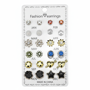 Vendita calda di tendenza orecchini a Clip da ragazza Vintage con borchie in cristallo di perle gioielli in rame-commercio all'ingrosso - Product Image 2