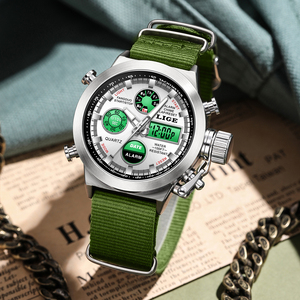 Reloj Deportivo Táctico Digital LED LIGE LG89228 para Hombre, Resistente al Agua, Correa de Nailon Verde, Reloj Robusto para Hombre con Alarma, Cronómetro + Caja - Product Image 2