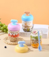 Pot à céréales portable pour petit-déjeuner, avec couvercle et cuillère, idéal pour les fruits et les flocons d'avoine