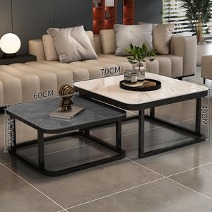 Table basse en verre trempé 80x80cm, mobilier de salon moderne et minimaliste, design simple haut de gamme - Product Image 6