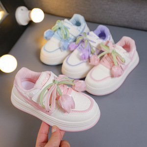 2025 Girls' Tulip <b>Shoes</b> Fashion Sneakers Soft-Soled White Sports Loafers with Stylish Logo Pattern Children's <b>Casual</b> <b>Shoes</b> - Product Image 3