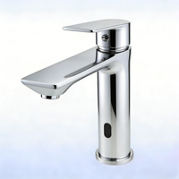 Évier en acier inoxydable 304 avec robinet à capteur à commande double et noyau en céramique, idéal pour les salles de bain d'hôtels et de maisons
