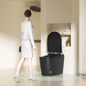 Inodoro Inteligente Moderno de Cerámica Negra Alargado con Calefacción en el Asiento, Control Electrónico Automático, Bidé, Luz Nocturna y Asiento Calefactado - Product Image 5