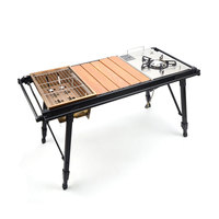 Table de camping IGT pliable 3 unités en alliage d'aluminium, réglable en hauteur, portable, pour pique-nique, pêche, barbecue, charge maximale 50 kg