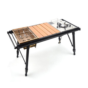 <span class=keywords><strong>Table</strong></span> <span class=keywords><strong>de</strong></span> <span class=keywords><strong>camping</strong></span> IGT pliable 3 unités en alliage d'aluminium, réglable en hauteur, portable, pour pique-nique, pêche, barbecue, charge maximale 50 kg - Product Image 3