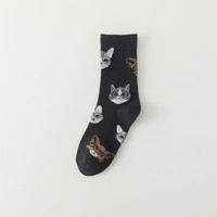 Chaussettes de dessin animé de chat heureux drôle pour femmes nouveauté coton Spandex équipage tricoté usage quotidien respirant et jetable pour l'automne