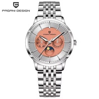 Montre Pagani Design 1795 de luxe pour homme, 40 mm, multifonctionnelle, entièrement en acier, phase de lune, quartz, étanche à 100 m, verre saphir
