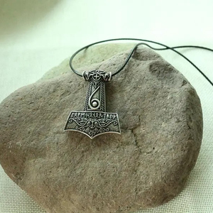 Viking men necklace <strong>Mjolnir</strong> <strong>pendant</strong> Thor's hammer Norse God jewelry Maxine Miller runes Wiccan <strong>pendant</strong> - Product Image 6