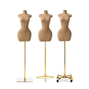 All'ingrosso in velluto Curvy manichino femminile grande Hip donna superiore marrone metà corpo femminile taglie forti manichino per abiti