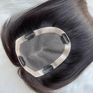 5.1"x6.7" Natural Black 100% Straight Virgin Hair Free Part Hairpiece Women Mono Human Hair Topper For Hair Volume
