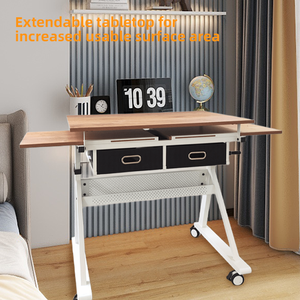 Mesa de Dibujo Ajustable en Altura con Manivela, 2 Cajones de Almacenamiento y Ruedas Giratorias para Estudio de Diseño Arquitectónico, Gran Venta - Product Image 3