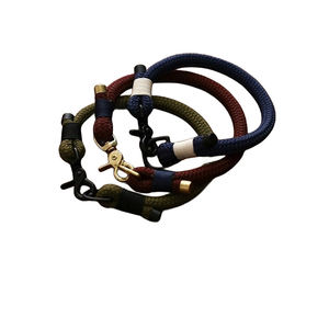 Kerah rajut hewan peliharaan mewah warna murni nilon kustom kerah anjing tanpa tarik buatan tangan tali nilon Paracord kerah anjing - Product Image 4