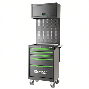 Armoire à outils roulante FASANO, 5 tiroirs, poignée verte, chariot de rangement pour atelier industriel - Product Image 2