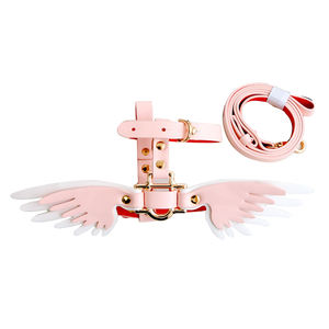 小型中型犬猫用Puレザーリードウィングドッグカラー調節可能な犬のリーシュハーネス - Product Image 6