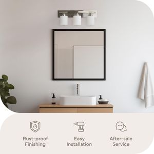 Lámpara de pared de vidrio esmerilado para baño, decoración moderna para hotel, personaliza la superficie montada en níquel cepillado, 3 luces, 4 luces, luz de tocador - Product Image 6