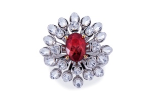 Phụ Nữ Cổ Điển Của Nhẫn Cưới 18K Vàng Mạ Kim Cương Tự Nhiên Của <span class=keywords><strong>Ruby</strong></span> Đá Quý Ngtc Chứng Nhận Hoa Hình Dạng Kỷ Niệm 14K Bộ - Product Image 2