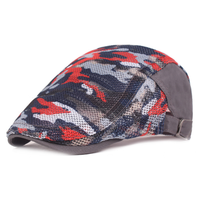 DDA447 Sports de plein air chaud casquettes de journal plates béret d'été en coton respirant pour femmes et hommes, bérets en maille de Camouflage