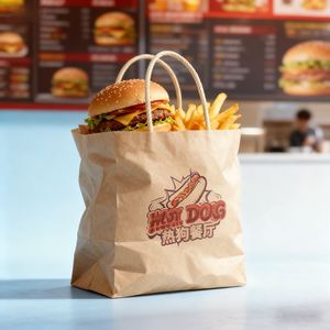 Sac en papier kraft brun personnalisé et recyclable pour livraison de repas à emporter, sacs de courses en papier kraft avec logo – Offre Spéciale - Product Image 4