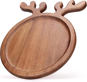 Plateaux de décoration de cuisine en bois d'acacia, assiettes à dîner, planche à fromage et à charcuterie en bois, plateaux à collation de Noël, plateaux à biscuits, assiettes à salade - Product Image 3