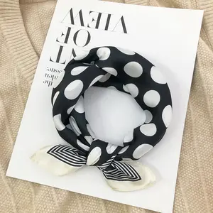2021 summer new silk scarf small square 70*70 professional polka dot scarf printed scarf factory direct supply