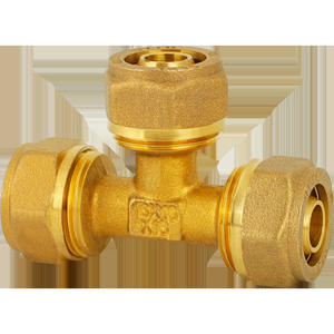 Raccord en T de diamètre égal pour tuyau de chauffage au sol 1216 en cuivre massif, adaptateur de compression en aluminium-plastique solaire de type T - Product Image 1