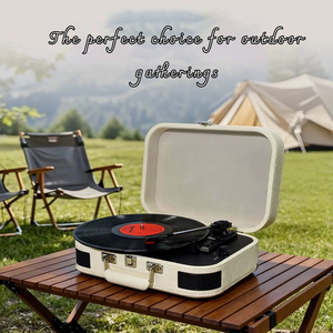 Lecteur vinyle blanc léger de 2,38 kg avec entrée Bluetooth 5.0+, prise casque et connectivité rapide - Product Image 3
