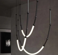 Nouvelle conception de luminaire suspendu en bambou décoratif d'intérieur, villa, salon, chambre à coucher, hôtel, lustre suspendu au plafond
