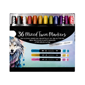 Marcadores de Doble Punta con Tinta Metálica y Brillante de 36 Colores, Marcadores Finos y de Pincel, Marcadores a Base de Alcohol para Pintar sobre Roca - Product Image 4