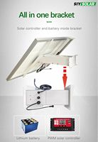 Kit de poteau solaire Batterie intégrée Panneau solaire Batterie 12V Système de caméra de télévision en circuit fermé solaire Extérieur Sans fil