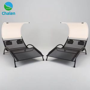 Chaise longue double <span class=keywords><strong>2</strong></span> <span class=keywords><strong>personnes</strong></span> Chaise longue d'extérieur avec oreillers détachables Hamac <span class=keywords><strong>de</strong></span> patio Chaise longue pour <span class=keywords><strong>jardin</strong></span> - Product Image 1