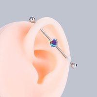 Piercing d'oreille en alliage de titane, style international, tendance personnalisée, avec zircon, à tige longue et droite, pour l'os de l'oreille, mode luxe léger