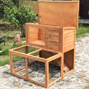 SDR012 Eco-Friendly Solid Wood Rabbit <b>Pet</b> House with Square Shape and Horizontal Sliding Closure - Product Image 3