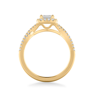 แหวนแต่งงานแบบ Pave Split Shank ทองคำแท้ 14K ประดับมรกตทรง Emerald Cut พร้อม Halo  สามารถสั่งทำขนาดได้ตั้งแต่ 1-10 สำหรับแหวนเพชรเพาะเลี้ยงจากจีน - Product Image 5