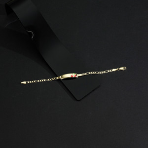 Braccialetto per Bambini CM Jewelry Placcato <span class=keywords><strong>Oro</strong></span> 14K con Ciondoli Smaltati Fragola e Ciliegia, <span class=keywords><strong>Bracciale</strong></span> a Maglie per Bambini, Regalo per Baby Shower per Bambina e Bambino - Product Image 3