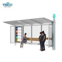 Abri de bus personnalisé avec banc et abri pour voiture, structure en acier inoxydable, éclairage LED, alimentation solaire, étanche, extérieur