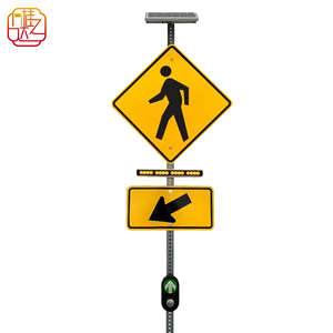 Signalisation solaire haute visibilité pour passage piéton, marqueur de passage à nivellement LED clignotant avec flèche gauche et bouton poussoir - Product Image 1