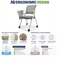 Chaise de formation ergonomique moderne avec tablette d'écriture pliable, dossier en maille, empilable, pour conférence, bureau, école, OEM ODM