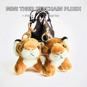 Mini <span class=keywords><strong>tigre</strong></span> porte-clés jouet simulé réaliste en peluche Animal couette 10 cm tissu porte-clés avec remplissage en coton PP - Product Image 2